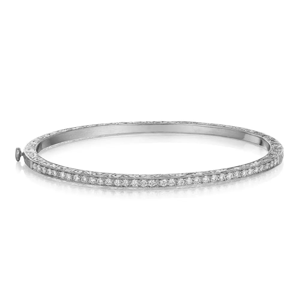 18k white gold Thin Pave Bangle .68cttw Diamonds  Designed by Penny Preville