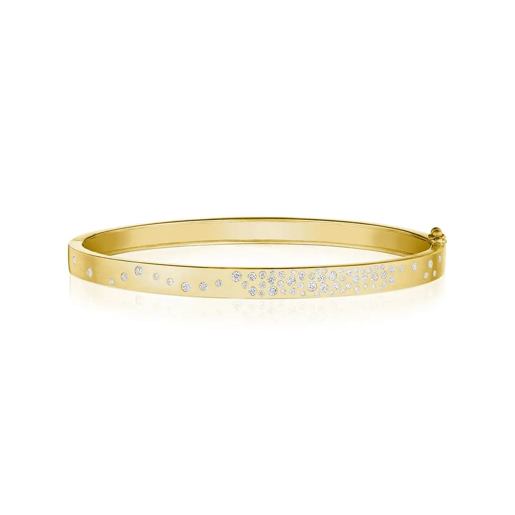 18K Yellow gold with .47ct Diamond Galaxy Bangle  Width: 4.8mm  Designed by Penny Preville and made in NY
