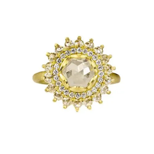 DOUBLE ROSE HALO RING - Squash Blossom Vail
