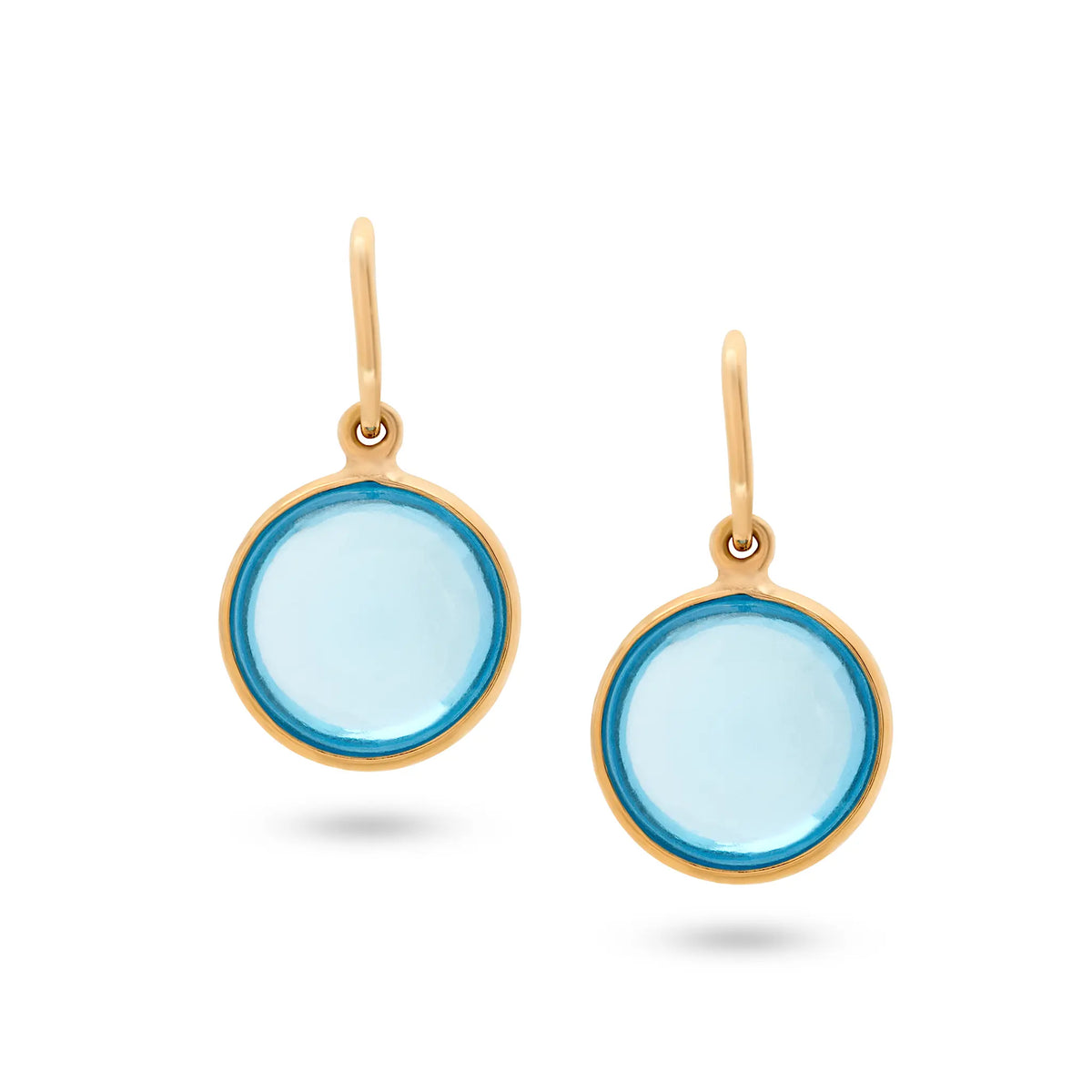 Blue Topaz Simple Round Dangle Earrings - Squash Blossom Vail