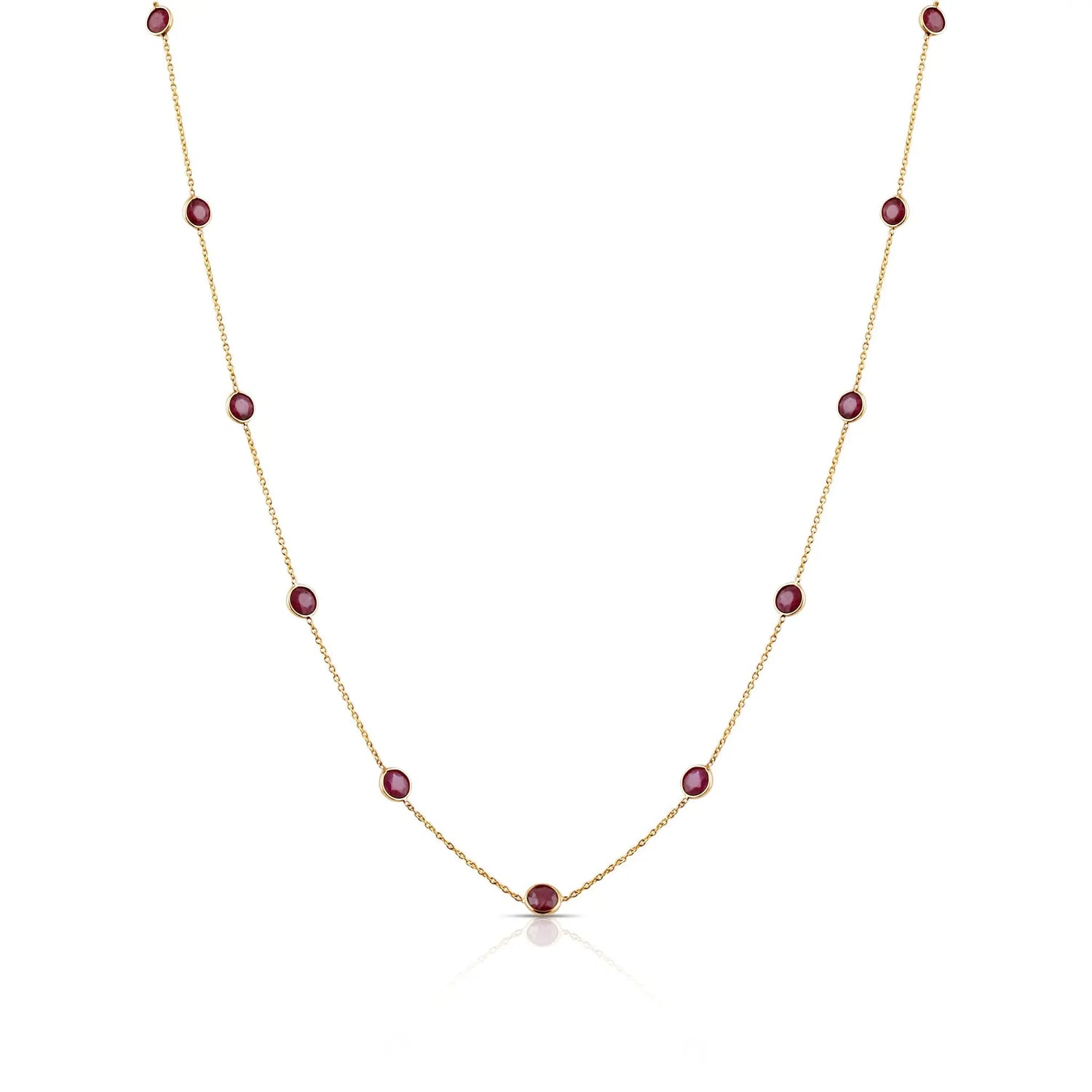 Round Ruby Necklace - Squash Blossom Vail