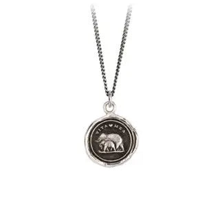 This talisman reads 'Vita Mea' in Latin, which means 'My Life.' The family-focused elephant depicted with its young is symbolic of the strength of the parent-child bond.  