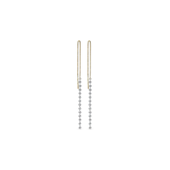 Breathtaking.  It's really what our Hubble Earrings are.  Pinhole diamonds float in a line and sparkle like nothing you've seen.  The diamonds sits at the end of a sleek gold ear-threader.  Dimensions: 4 2/3"  Designed by ILA