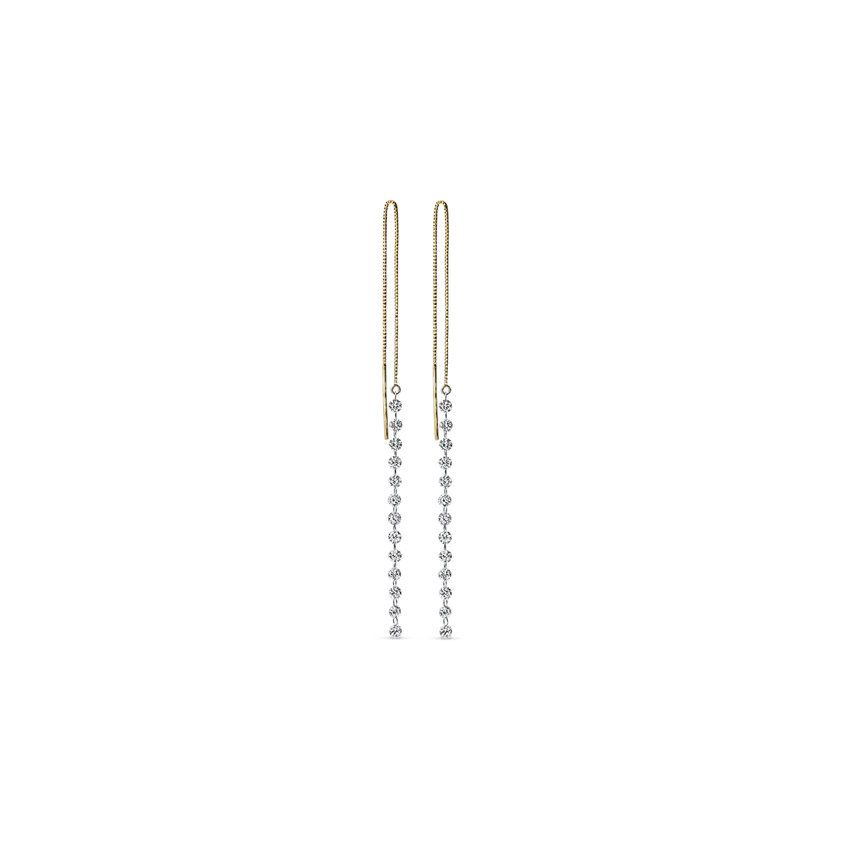 Breathtaking.  It&#39;s really what our Hubble Earrings are.  Pinhole diamonds float in a line and sparkle like nothing you&#39;ve seen.  The diamonds sits at the end of a sleek gold ear-threader.  Dimensions: 4 2/3&quot;  Designed by ILA