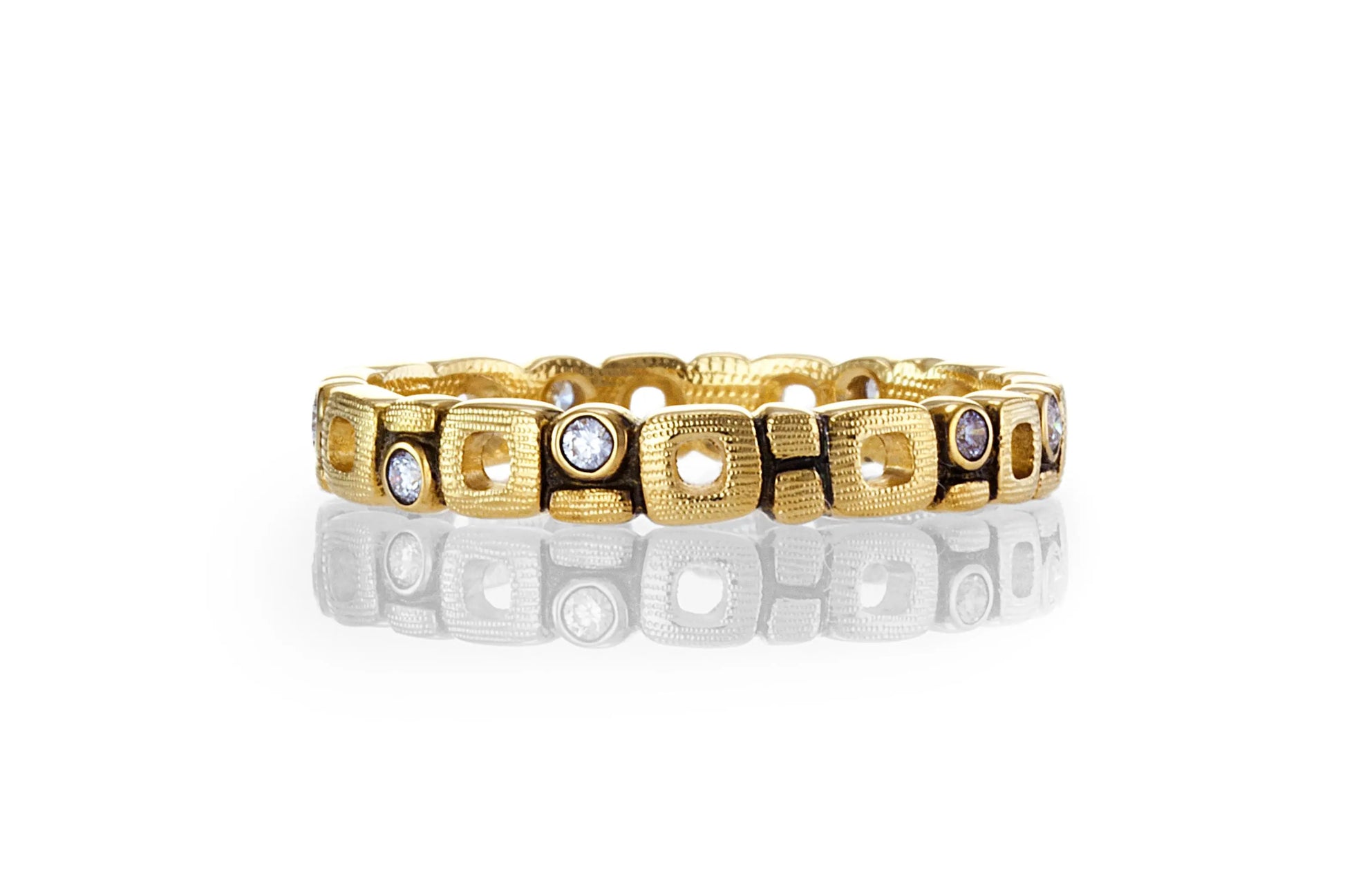 18k yellow gold diamond "Micro Windows" band.  Detials: 10 diamonds .14 ct Designed by Alex Sepkus