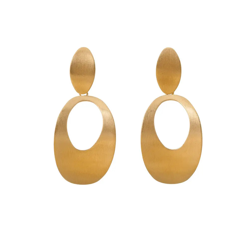 Gold Plated Open Oval Drop Earrings - Squash Blossom Vail
