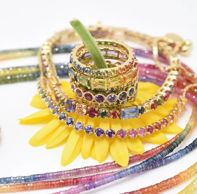 Rainbow Sapphire Necklace - Squash Blossom Vail