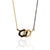 Hex Interlock Single Element Necklace with .03 ct white diamond on 18 inch 1mm cable chain 18K gold and oxidized cobalt chrome