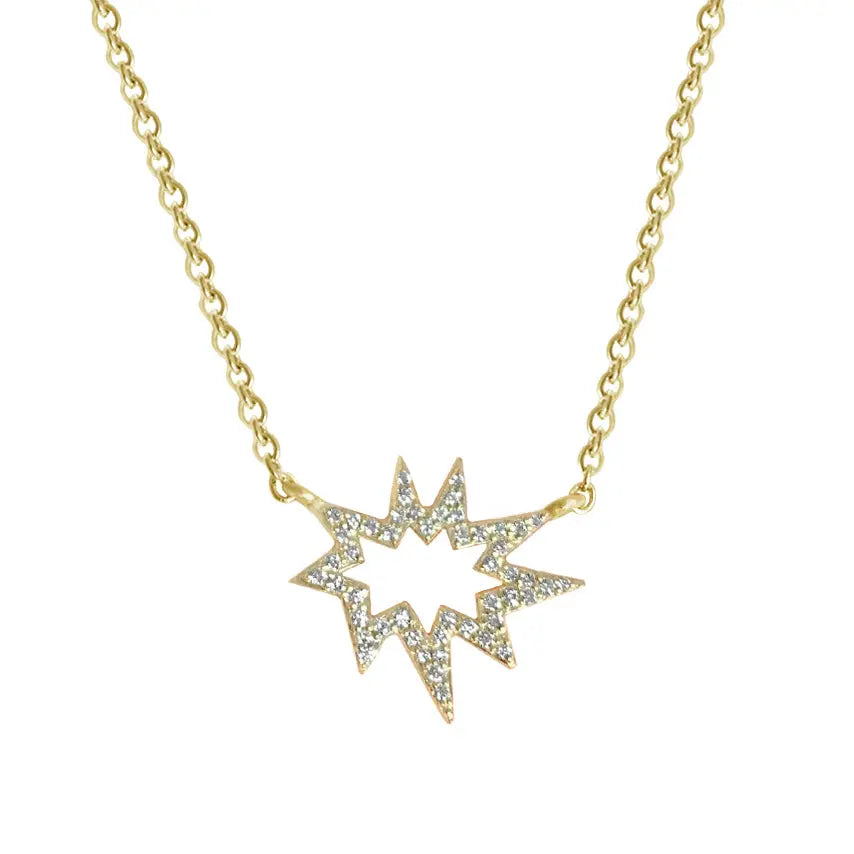 Stellina Nova with Pave Diamond Necklace - Squash Blossom Vail