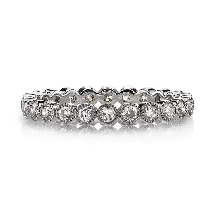 Approximately 0.70ctw old European cut diamonds set in a handcrafted bezel set eternity band.   Ring Size: 6  If you need a different size, please email shop@sbvail.com  Designed by Single Stone