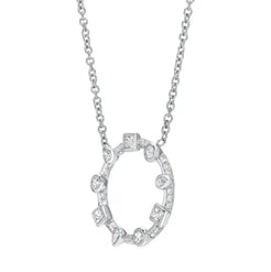18K White Gold- Multi Bezel Circle Necklace - Squash Blossom Vail