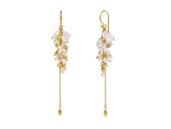 Dew Pearl Gold Tassel Earrings, Medium Graduated, with Pearl - Squash Blossom Vail