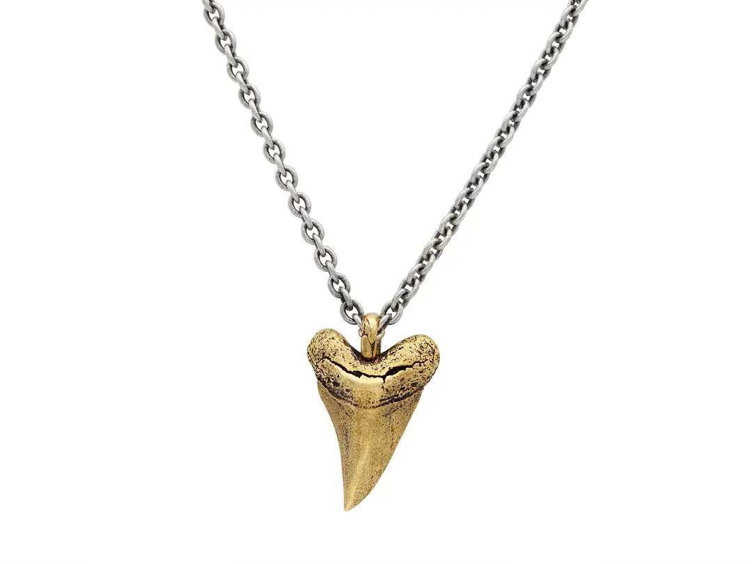 Artisan Brass/Sterling Silver Pendant Necklace, Tooth, with No Stone - Squash Blossom Vail