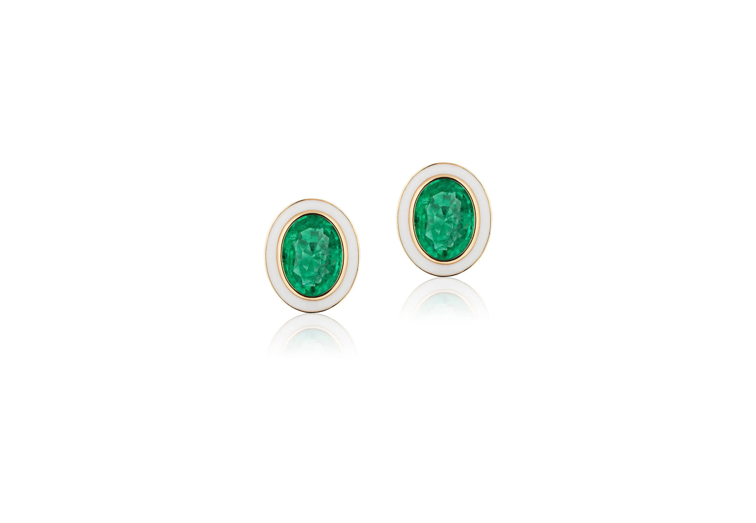 Queen' Emerald Oval surrounded by white enamel studs - Squash Blossom Vail
