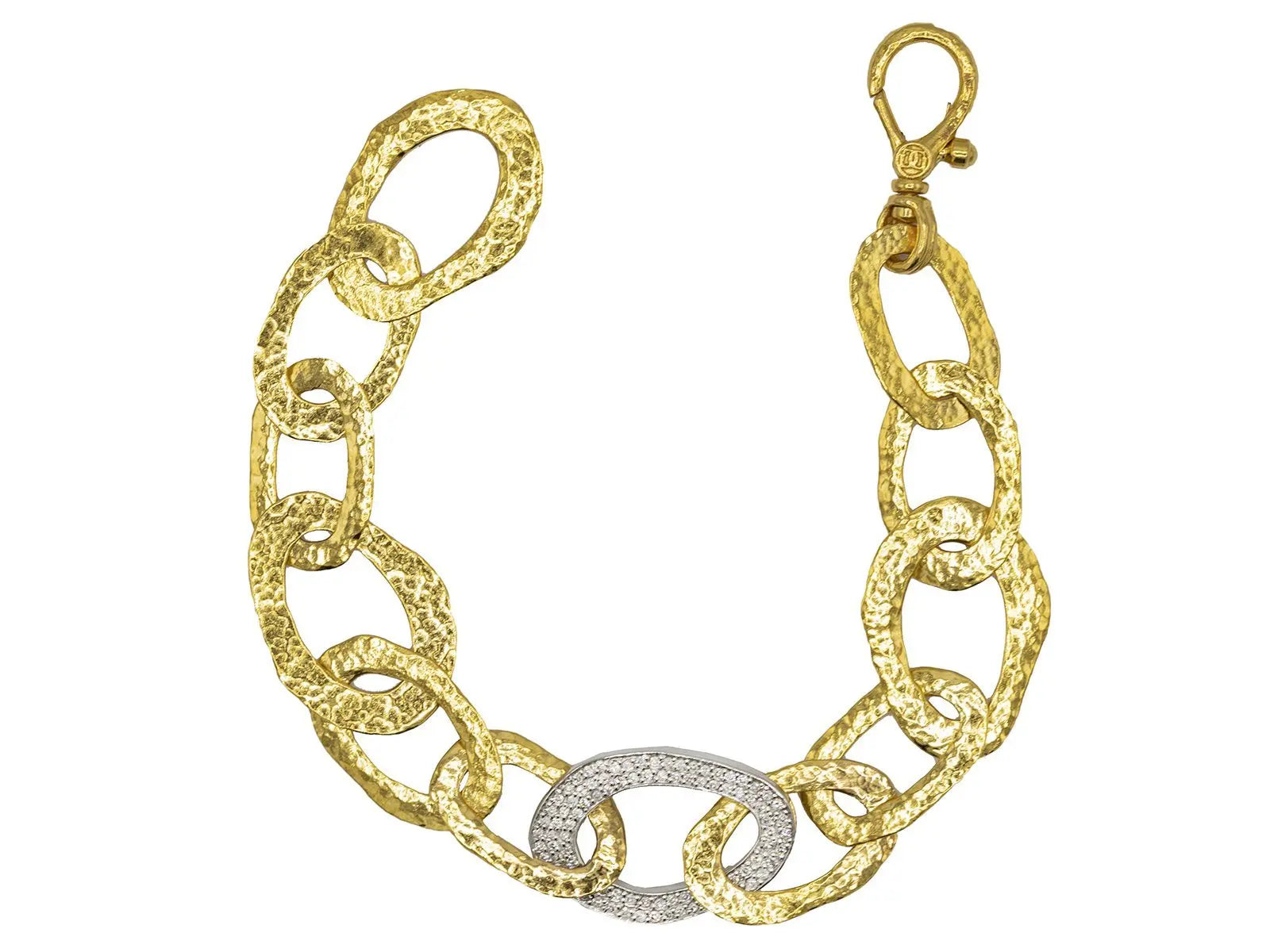 Amorphous Gold Link Bracelet, Pave Link, with Diamond - Squash Blossom Vail