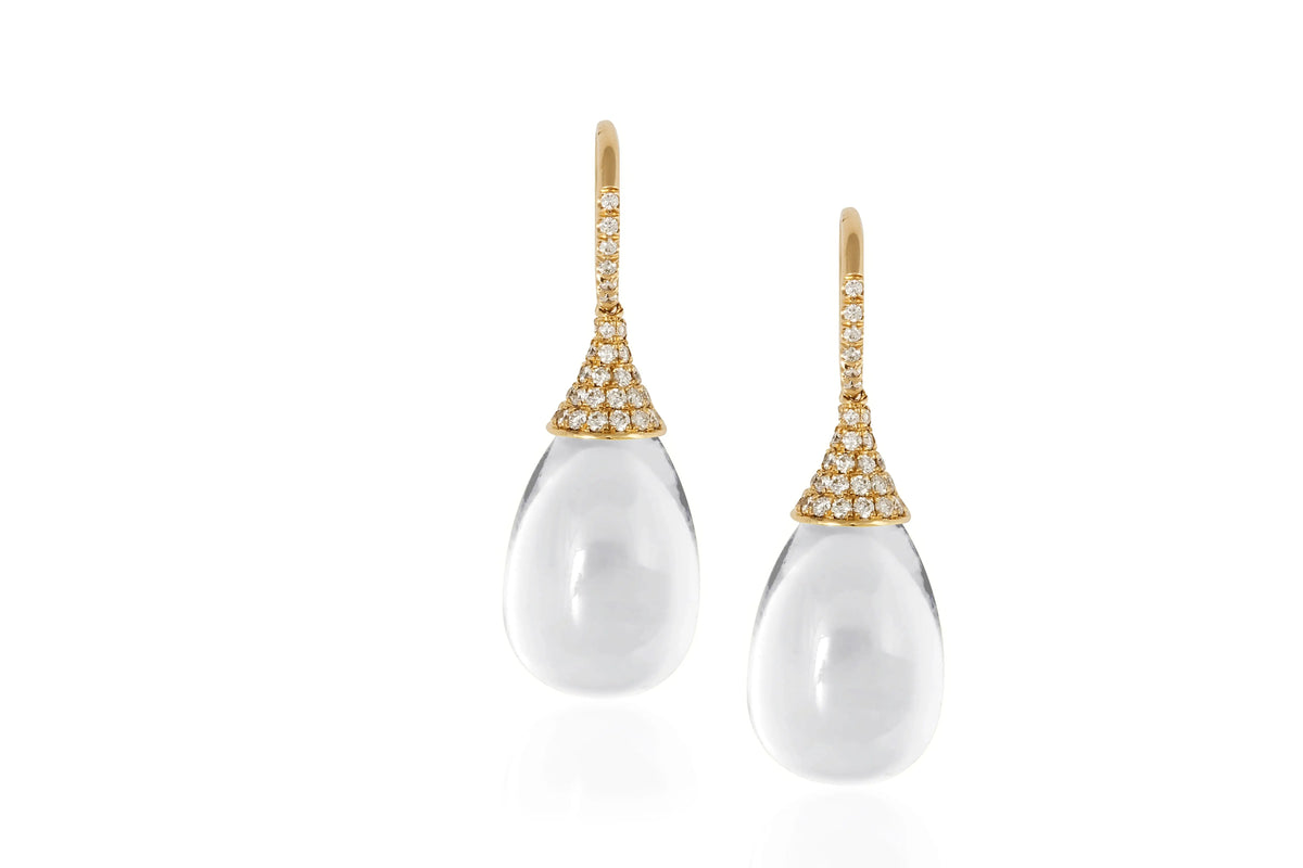 NAUGHTY&#39; Moon Quartz Drop Earrings - Squash Blossom Vail
