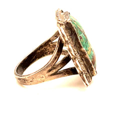 1930s Vintage Turquoise Ring - Squash Blossom Vail