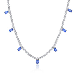 Blue Sapphire & Diamond Necklace - Squash Blossom Vail