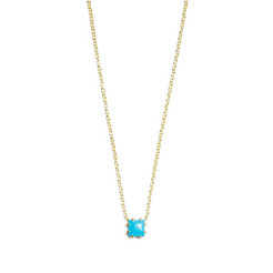 Javina Necklace in Turquoise; recycled 14K Yellow Gold.  14K sustainable gold 16" chain with 15" option, lobster clasp closure  Dimensions:  Pendant: 1/4" x 1/4"  Designed by ILA