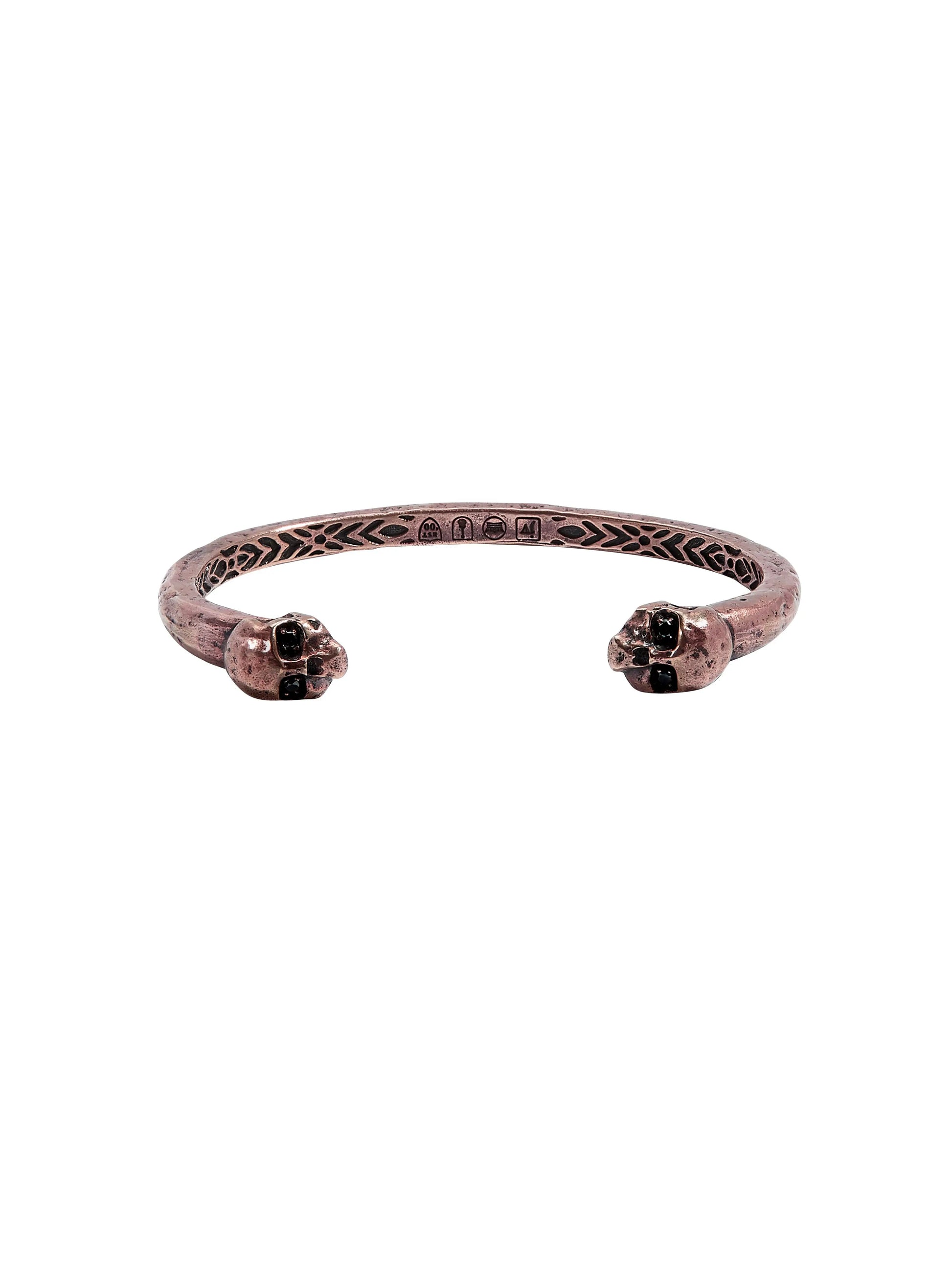Brass Cuff Bracelet, Narrow, with Black Diamond - Squash Blossom Vail