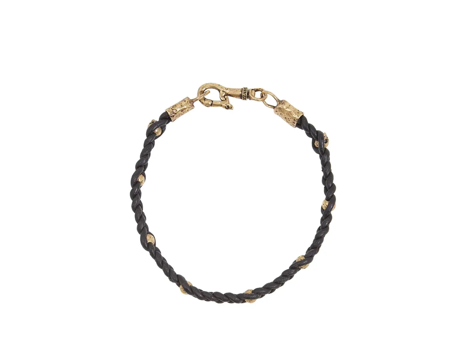 Leather Brass Woven Bracelet, Braided, with No Stone - Squash Blossom Vail