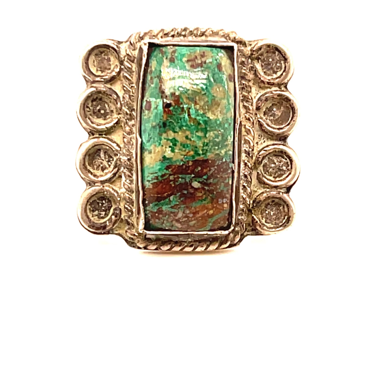 1930s Vintage Turquoise Ring - Squash Blossom Vail