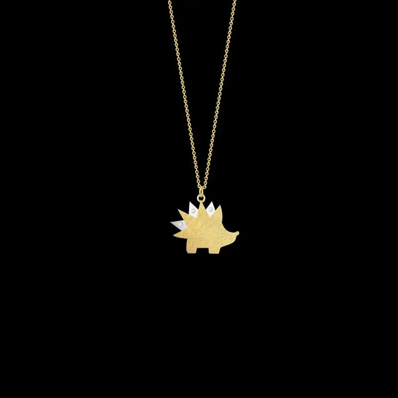 18k yellow gold diamond protection necklace   Porcupine is the meaning for protection  Weight: 0.078 oz   Diamond: 0.02 ROUND VS/G   Designed by Luisa Rosas and made in Portugal