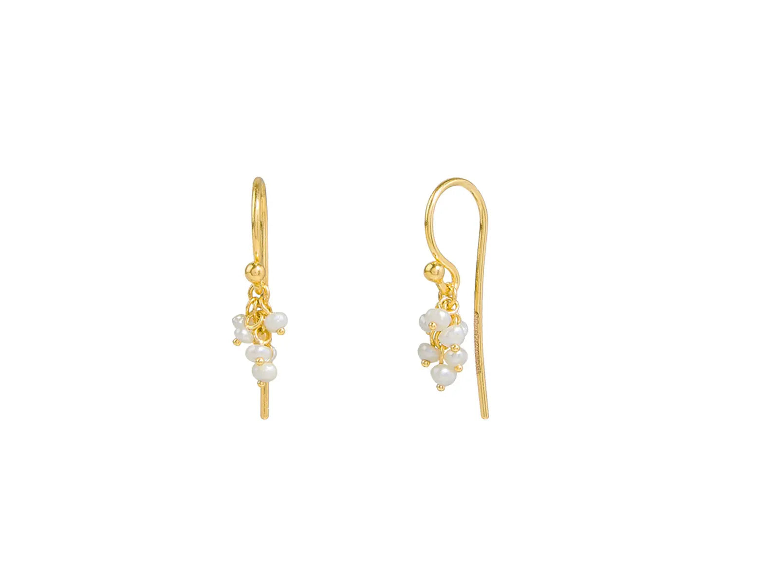 Charm Earrings in 24k/18k Yellow Gold, Small Stone Cluster, from the Boucle Collection, with Pearl  Length: 0.80 inches  24k/18k Yellow Gold  Boucle Collection Drop Earrings Primary Stone: Pearl/seed Lovingly handcrafted in our workshop in Istanbul by artisans personally trained by Gurhan