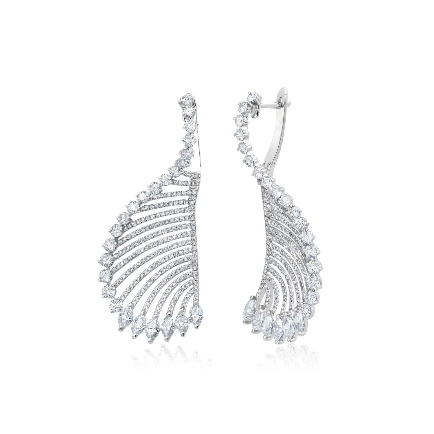Navete Diamond & Gold Earrings - Squash Blossom Vail