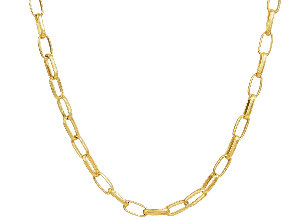 GURHAN Hoopla Gold Necklace, Oval, Link with No Stone - Squash Blossom Vail