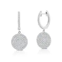 White diamond Disc Earrings18k white gold huggies with diamonds discs  Details  1.07cts of G-H color white diamonds set in 4.9g of 18k white gold. These earrings are approximately 1 inch in total length.  Please allow 4-6 weeks for delivery, if item is out of stock.   Designed by Graziela Gems