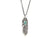 Necklace silver, feather with 8x6 mm Chinese Turquoise, on a 24" silver chain with fold over clasp - Squash Blossom Vail