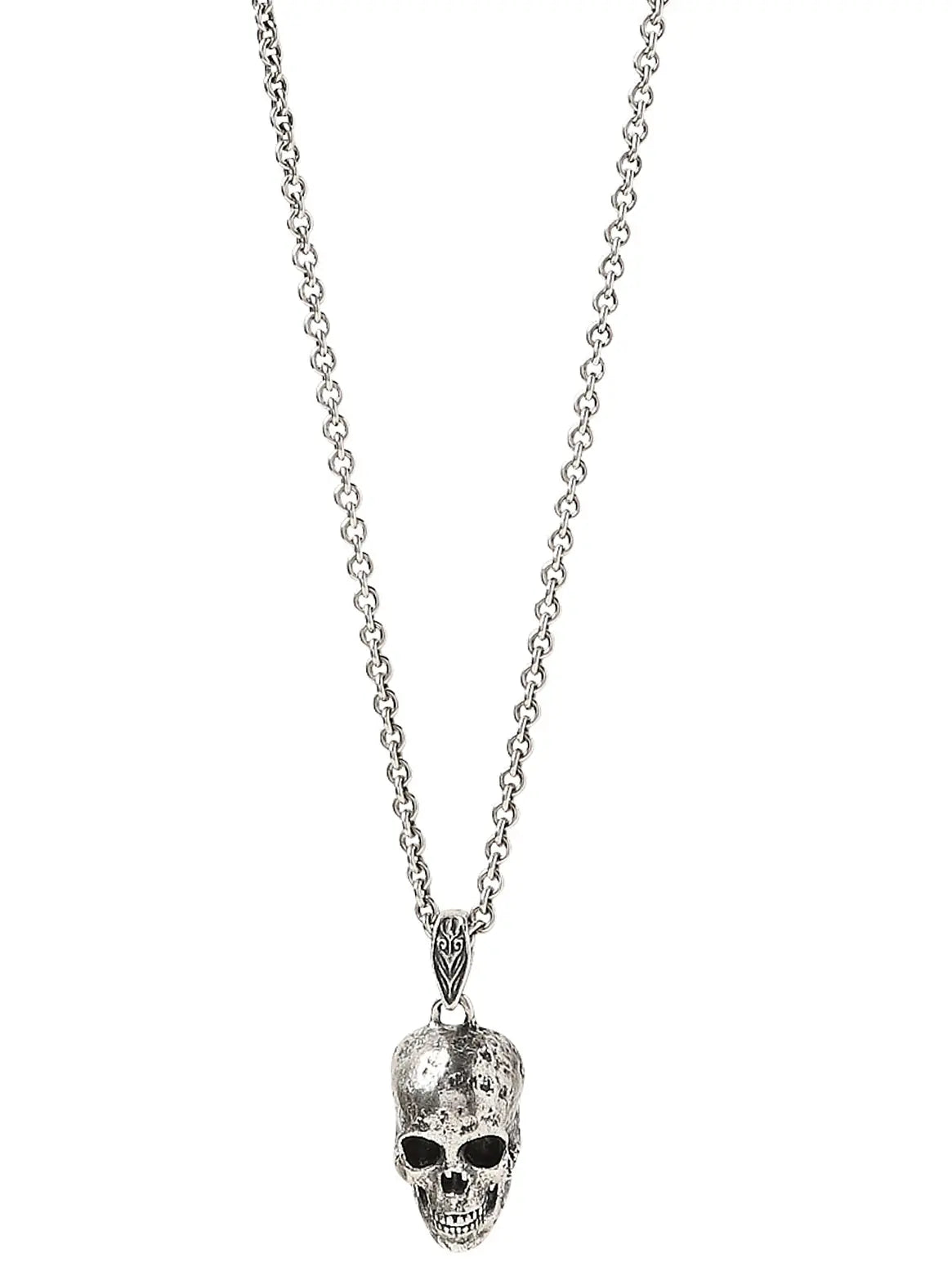 Skull Sterling Silver Skull Pendant Necklace - Squash Blossom Vail