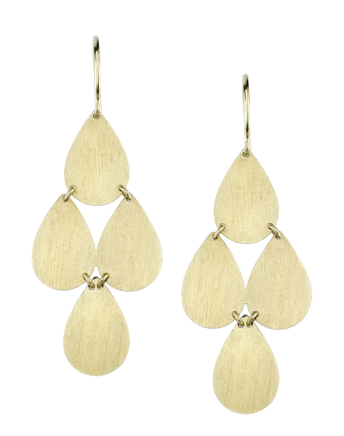 18k yellow gold 4 drop earrings  1.8 inches in length Earring weight 2 grams each Designed and handmade in Los Angeles If an item is out of stock, please allow 3-5 weeks for delivery  Designed by Irene Neuwirth