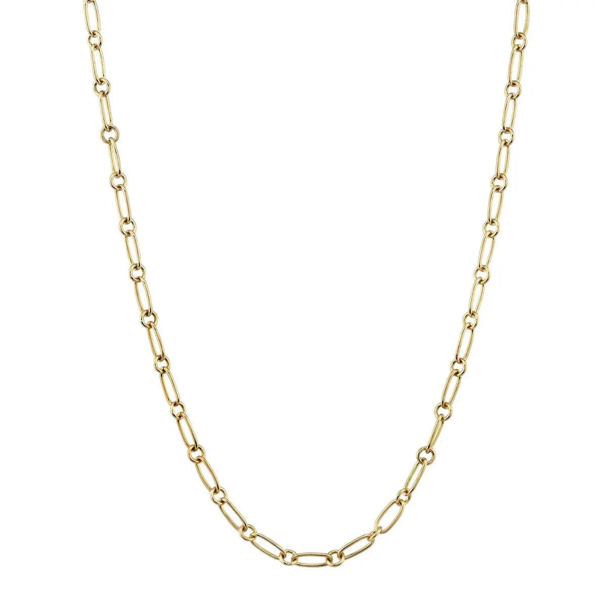 Handcrafted 18K yellow gold oval and round link chain. Chain measures 18".  Charms sold separately.   Designed by Single Stone