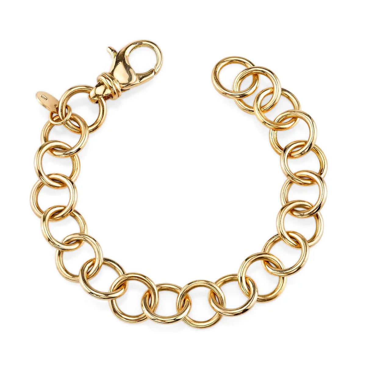 Single stone is handcrafted in LA. The club bracelet is 18k yellow gold round links. The bracelet measures 7.5 inches.