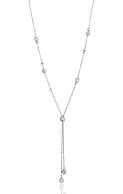 Art in motion. Floating platinum beads slide effortlessly along a platinum chain to quickly change the look and configuration. A floating bead transforms this necklace from an elegant choker to a dramatic Y-shaped necklace.  Product Details:  Platinum No Clasp Adjustable length 30" If an item is out of stock, please allow 3-6 weeks for delivery