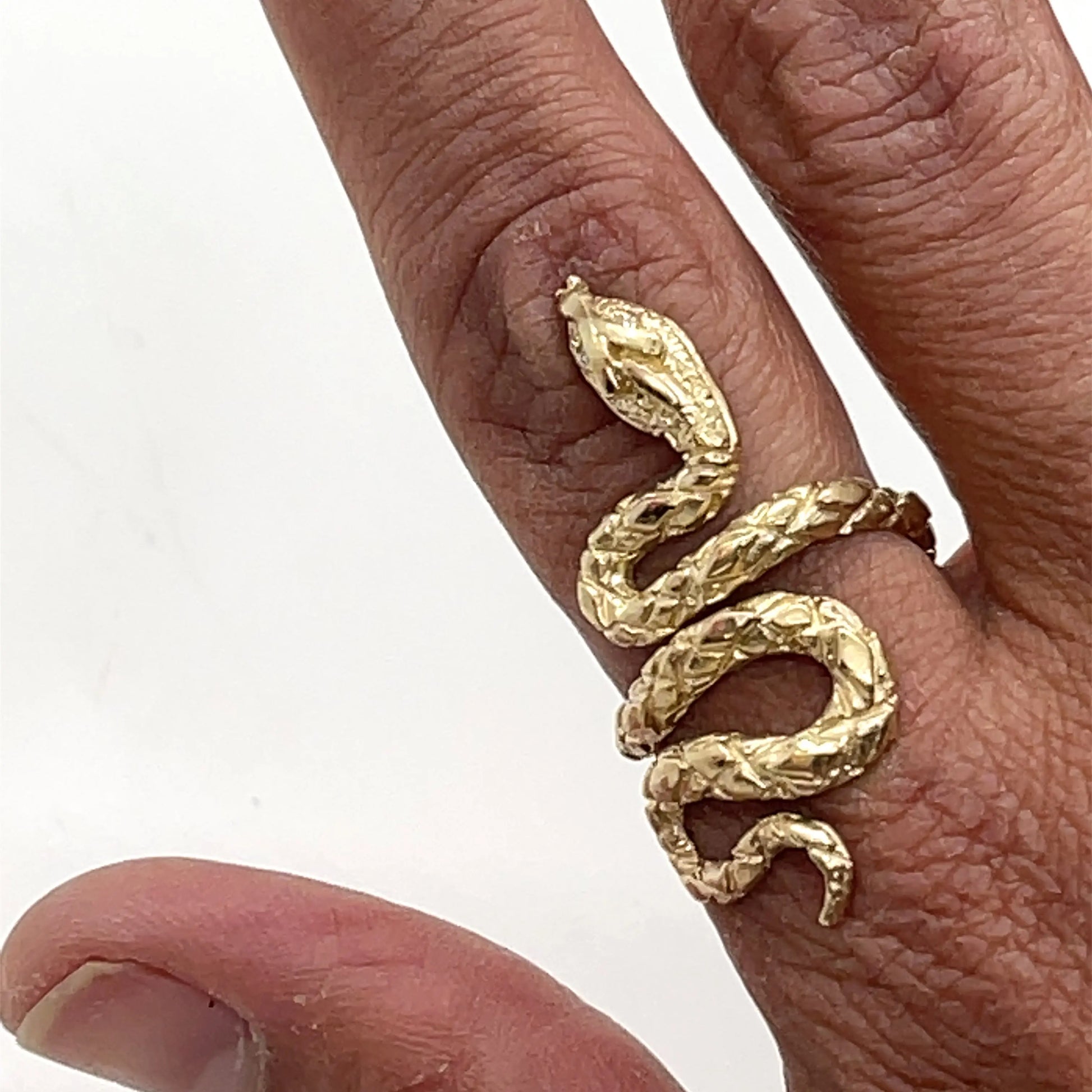14k Large Snake Ring - Squash Blossom Vail