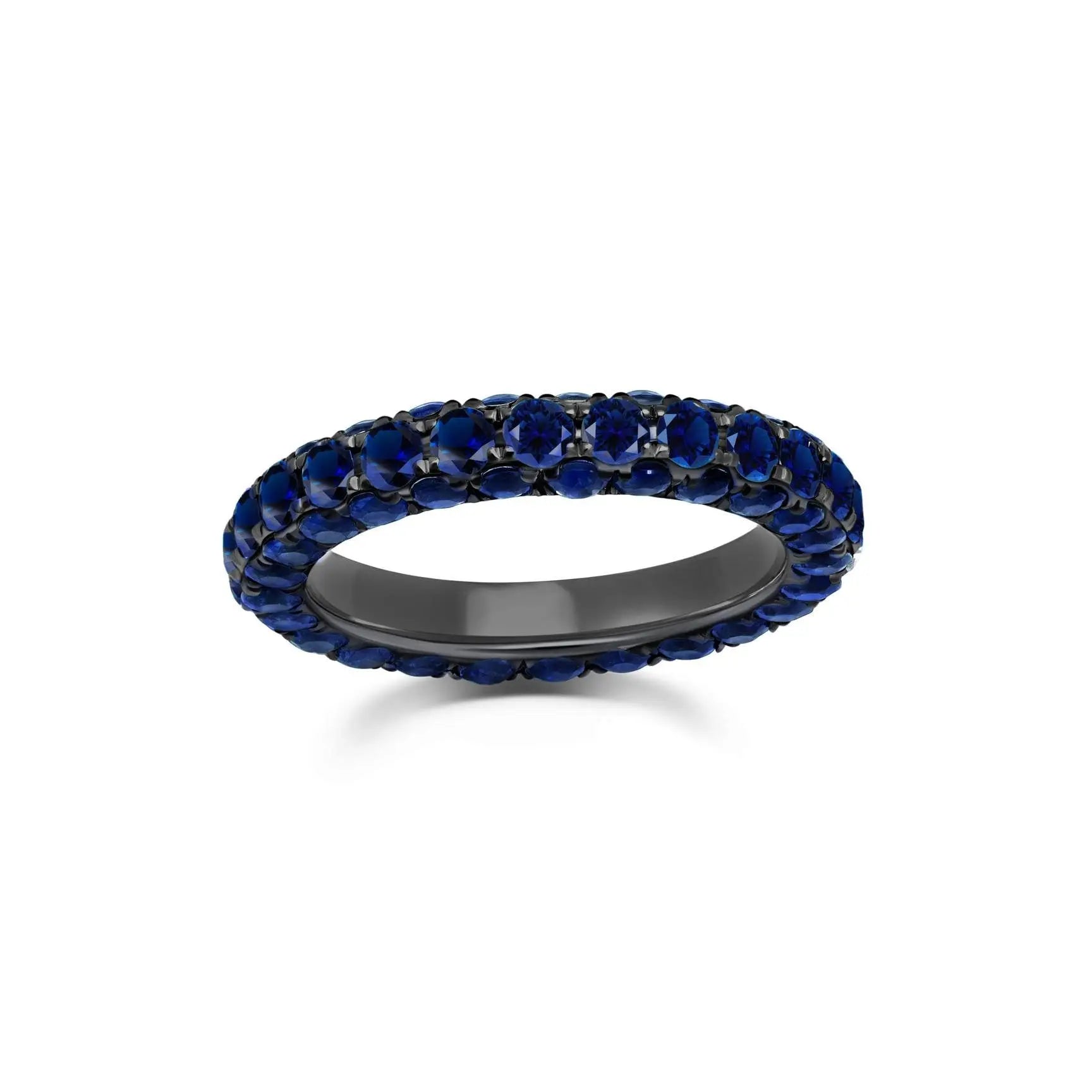 18K Gold with 5.28 Carats of Blue Sapphires  Measurements: 3mm Wide Ring Size 7  If you need a different size, please email shop@sbvail.com  Designed by Graziela Gems