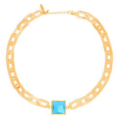 Blue Zircon and Chain Necklace - Squash Blossom Vail
