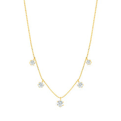 Large Floating Diamond Necklace in Yellow Gold - Squash Blossom Vail