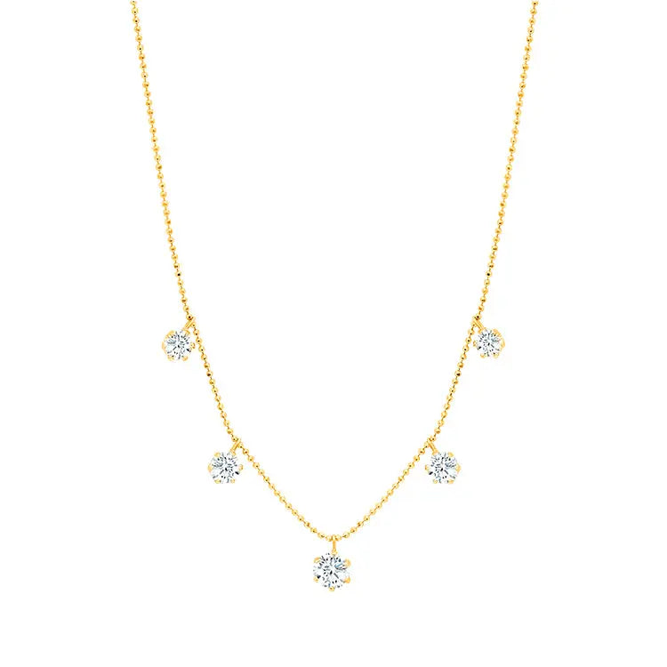 Large Floating Diamond Necklace in Yellow Gold - Squash Blossom Vail