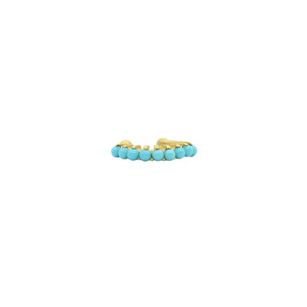 18K yellow gold Tri-prong ear cuff with five turquoise cabs.   Designed by Samantha Louise