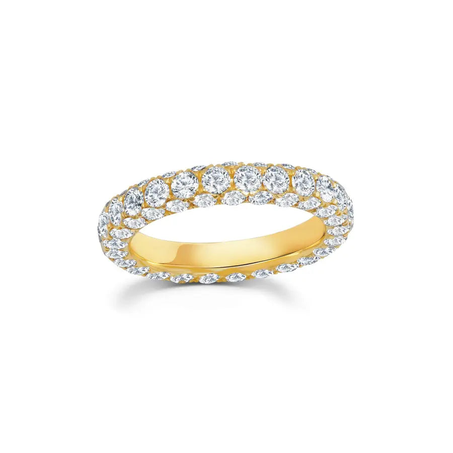 Gemstone:  4.0 Carats of G-H Color White Diamonds Metal: 18K Gold, 3.55 Grams Colors: Yellow Gold Measurements: 3mm Wide