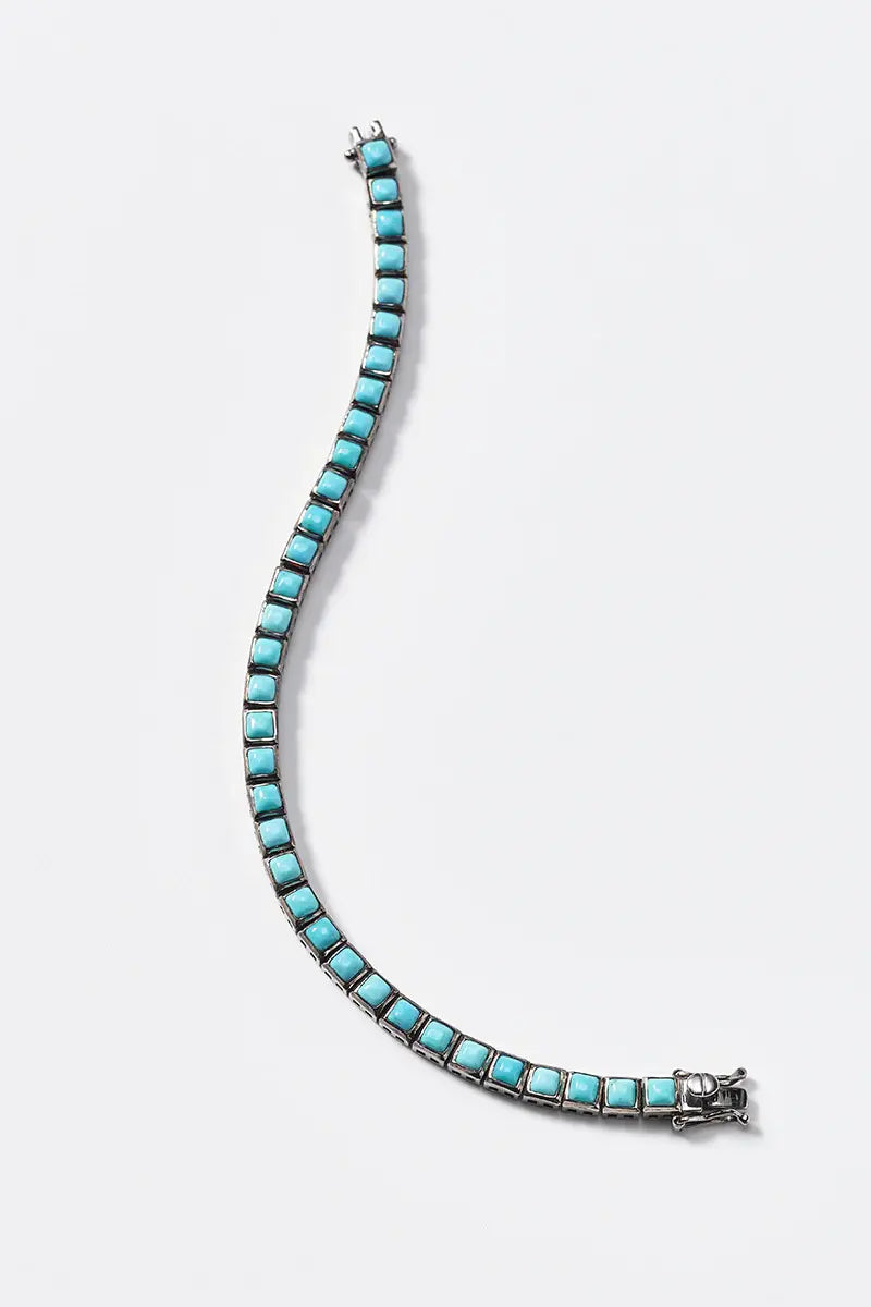 Mini Tile Tennis Bracelet - Turquoise