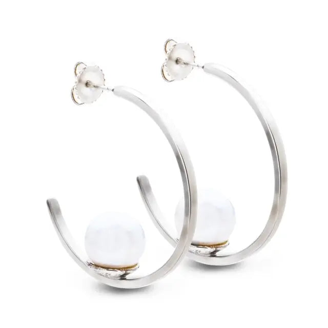 Floating Pearl Hoops - Squash Blossom Vail