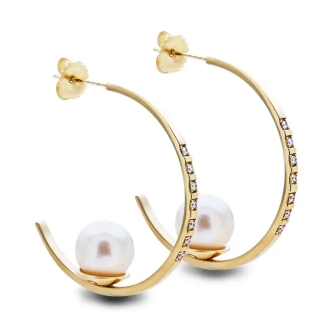 Diamond and Pearl Floating Hoop - Squash Blossom Vail