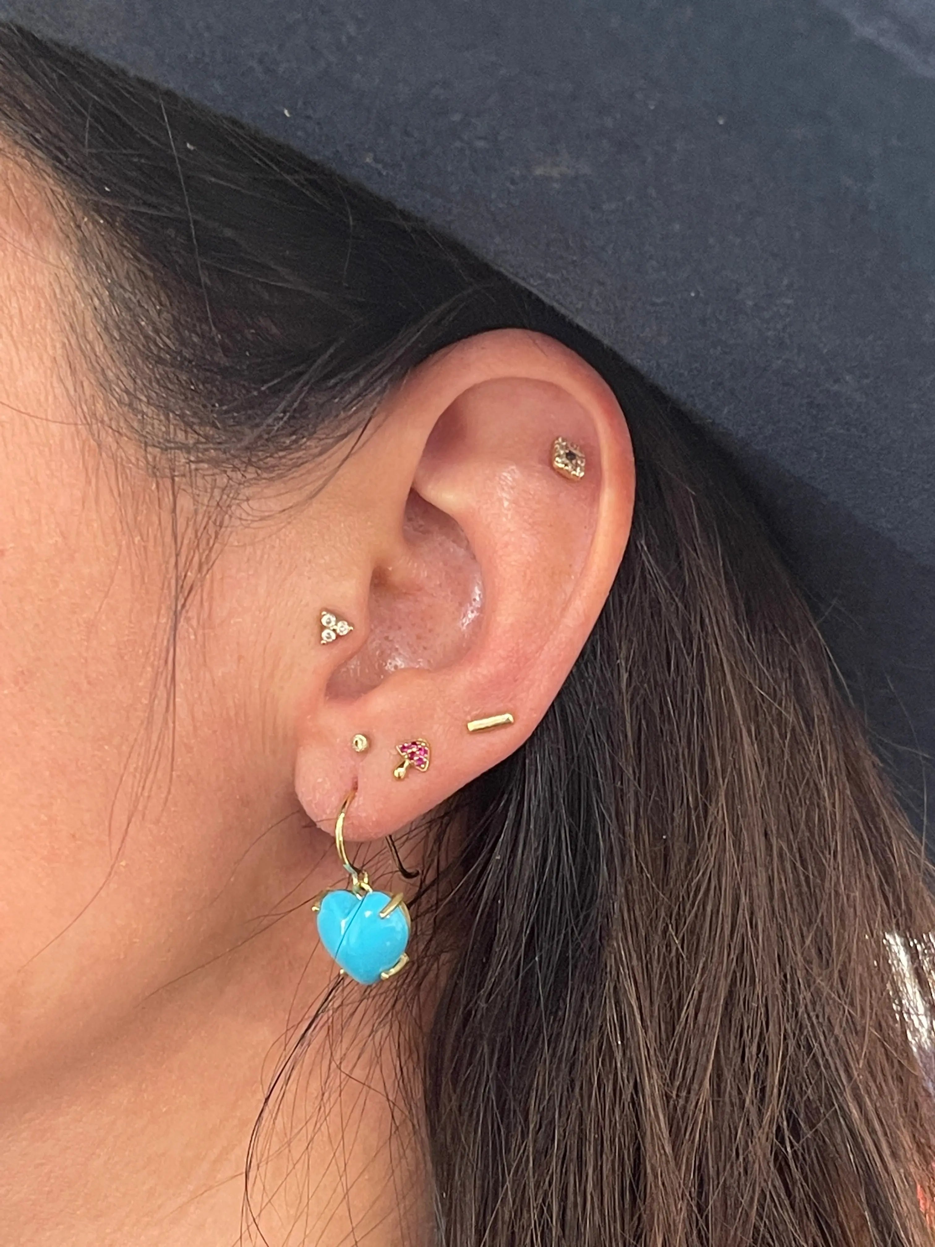 Medium Turquoise Love Earrings - Squash Blossom Vail