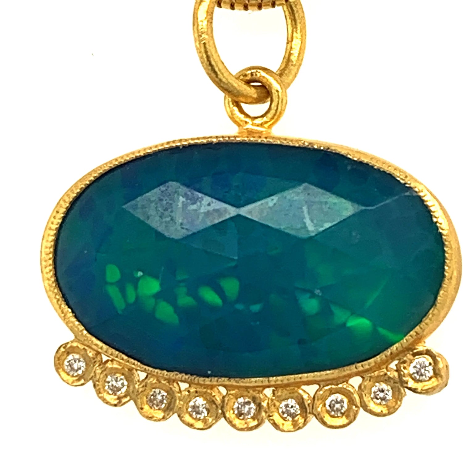 24k Gold with Opal and Diamond - Squash Blossom Vail