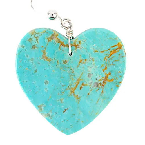 Turquoise Slab Heart Earrings
